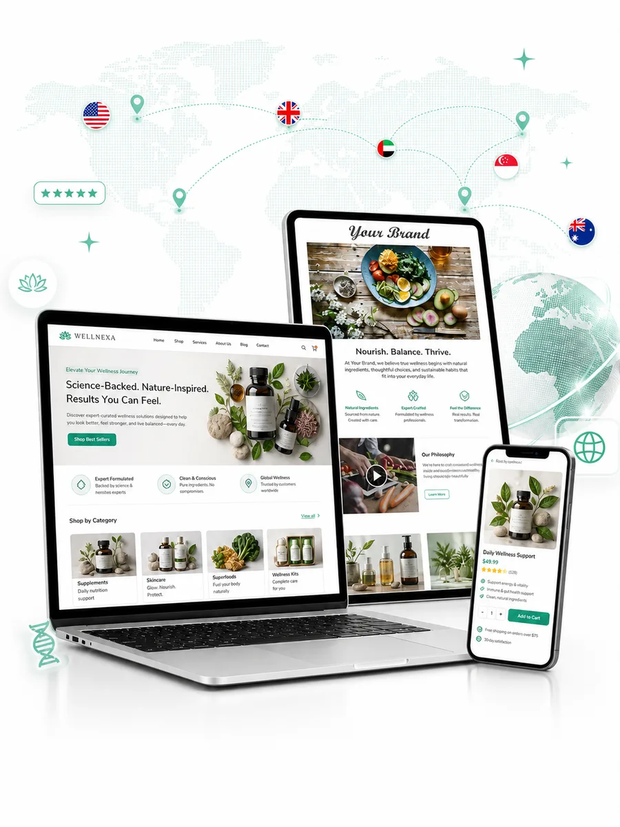 Branded wellness storefront across global markets